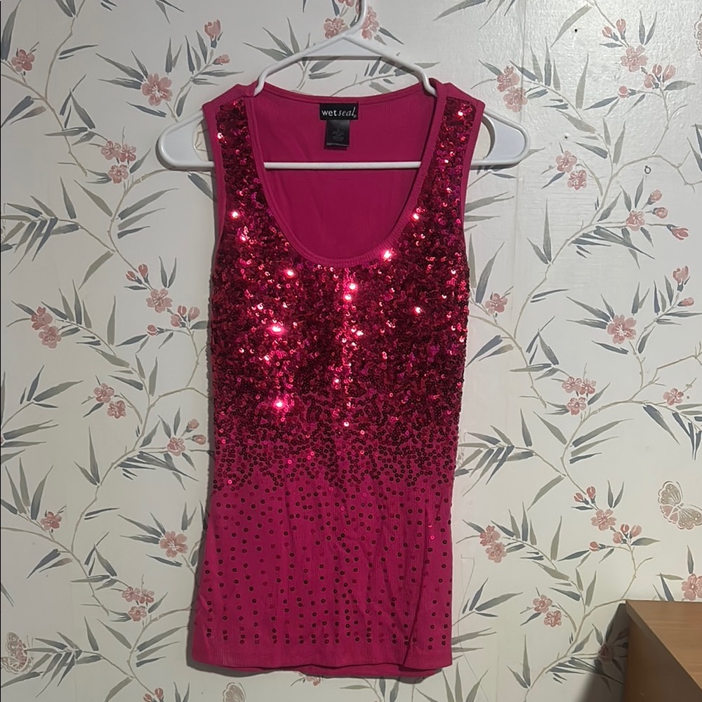 Wet Seal Fuchsia Sequin Tank Top